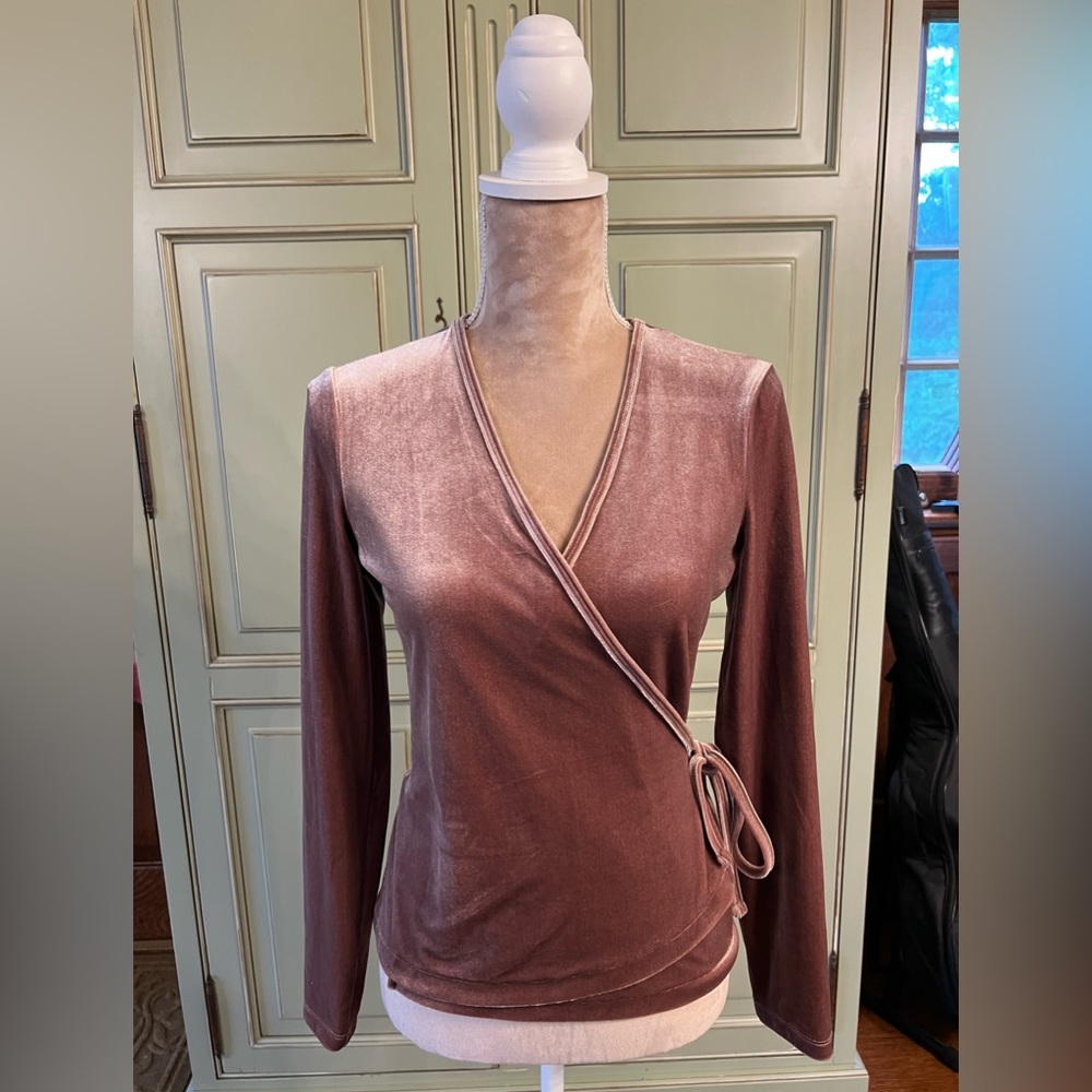 Madewell, mauve velour, wrap top